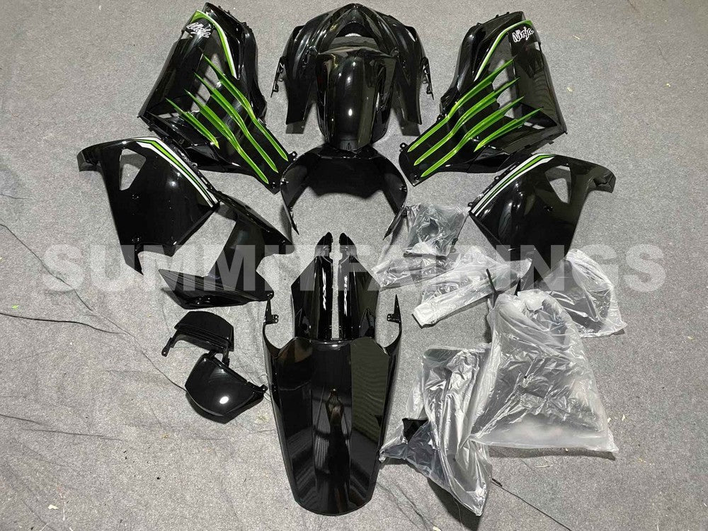 Fairings For Plastics Kawasaki ZX14R Ninja Black Green (2012-2021)