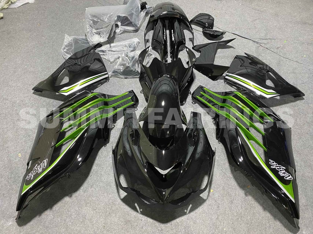 Fairings For Plastics Kawasaki ZX14R Ninja Black Green (2012-2021)