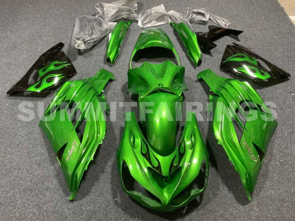 Fairings For Plastics Kawasaki ZX14R Ninja Green Flame (2012-2021