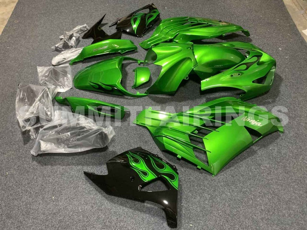 Fairings For Plastics Kawasaki ZX14R Ninja Green Flame (2012-2021