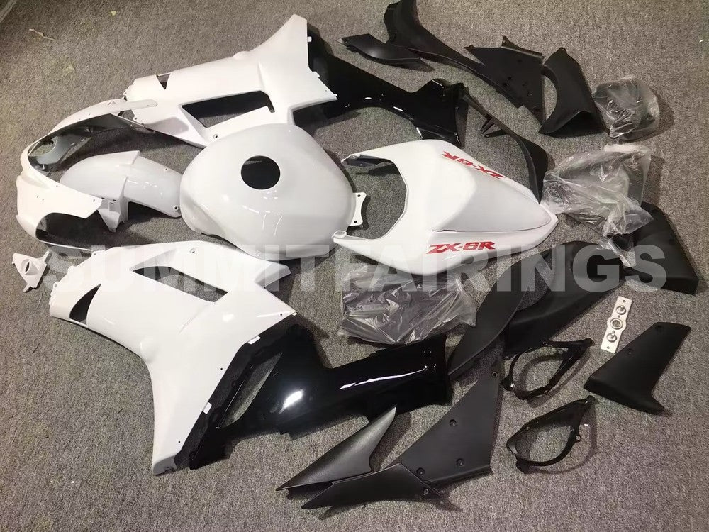 Fairings For Kawasaki ZX6R ZX636 Pure White Red Black ZX6R (2007-2008)