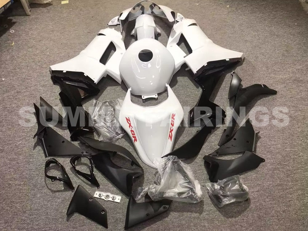 Fairings For Kawasaki ZX6R ZX636 Pure White Red Black ZX6R (2007-2008)