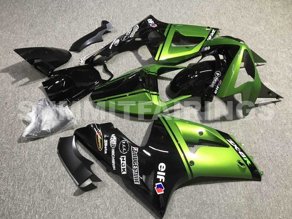 Fairings For Kawasaki ZX6R 636 Green Black elf (2003-2004)
