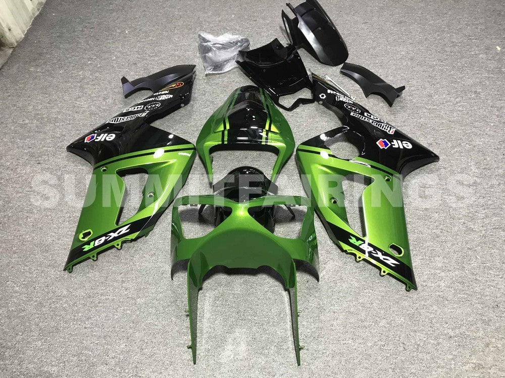 Fairings For Kawasaki ZX6R 636 Green Black elf (2003-2004)