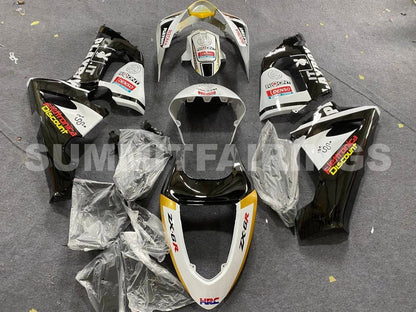 Fairings For Kawasaki ZX6R 636 Black White Yellow (2005-2006)