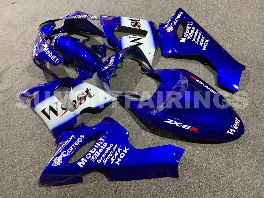 Fairings For Kawasaki ZX6R 636 Blue White West (2005-2006)