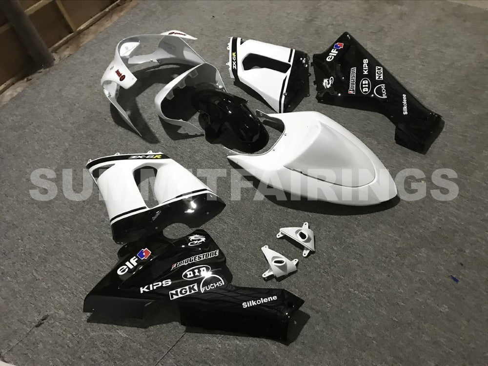 Fairings For Kawasaki ZX6R 636 White Black elf ZX6R (2005-2006)