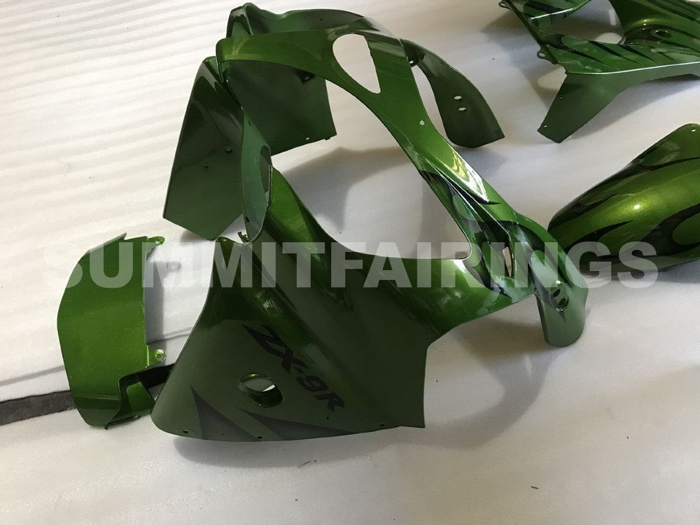 Fairings For Kawasaki ZX9R 2000-2001 Green & Green flame