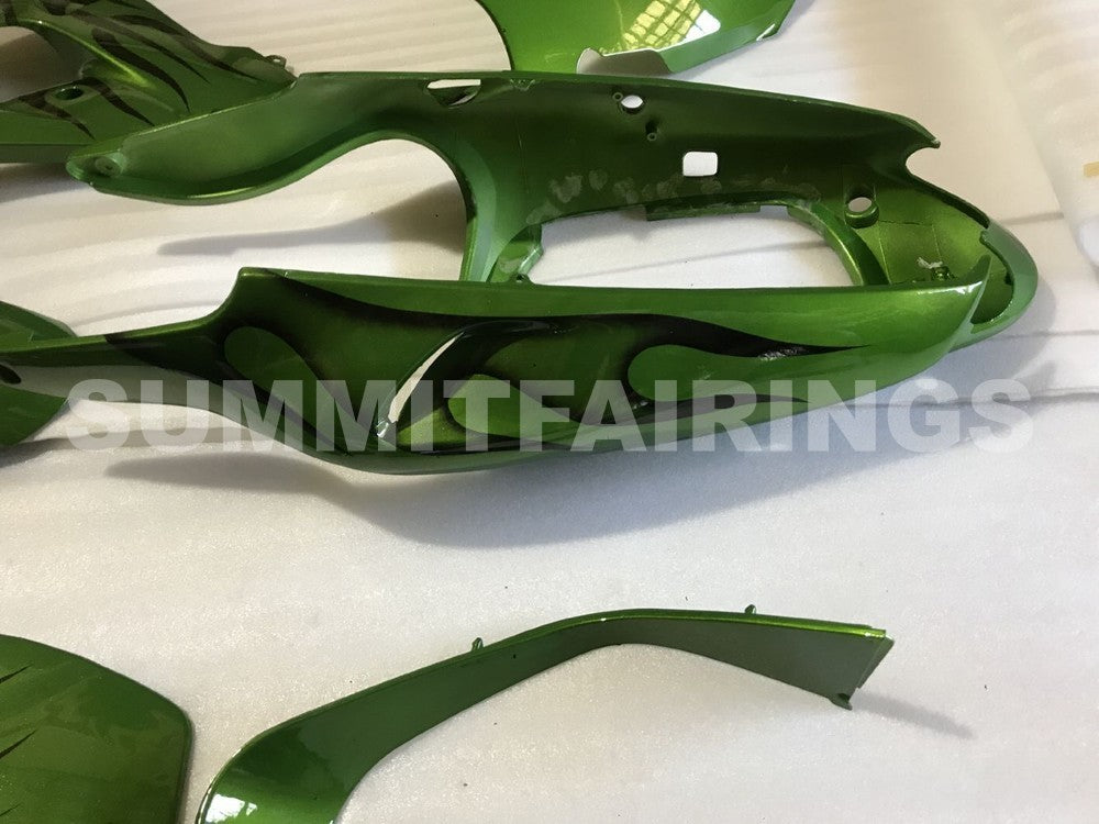 Fairings For Kawasaki ZX9R 2000-2001 Green & Green flame