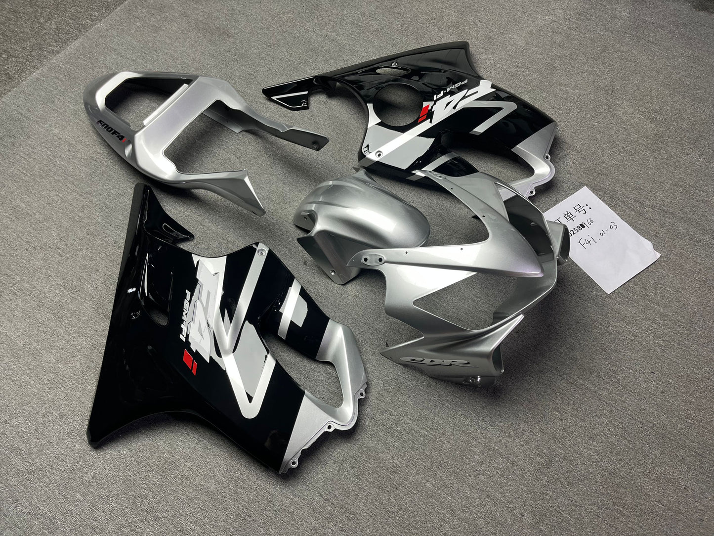 Fairings For Honda - CBR600F4i 01-03 Black Silver