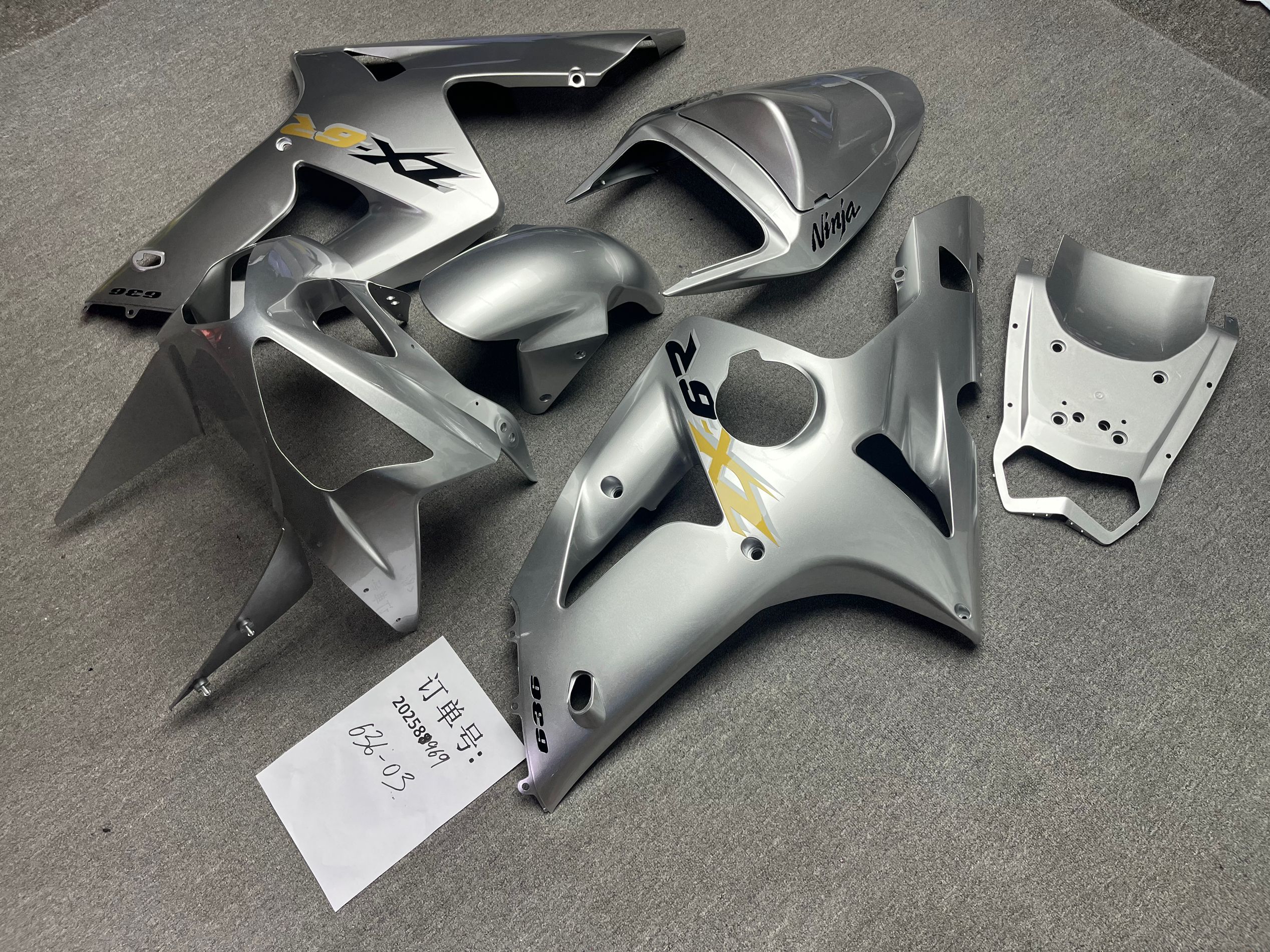 Fairings For Kawasaki ZX6R 636 Silver Ninja (2003-2004