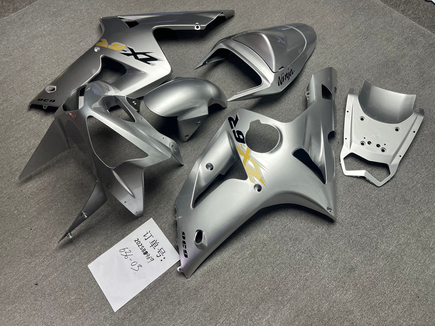 Fairings For Kawasaki ZX6R 636 Silver Ninja (2003-2004)