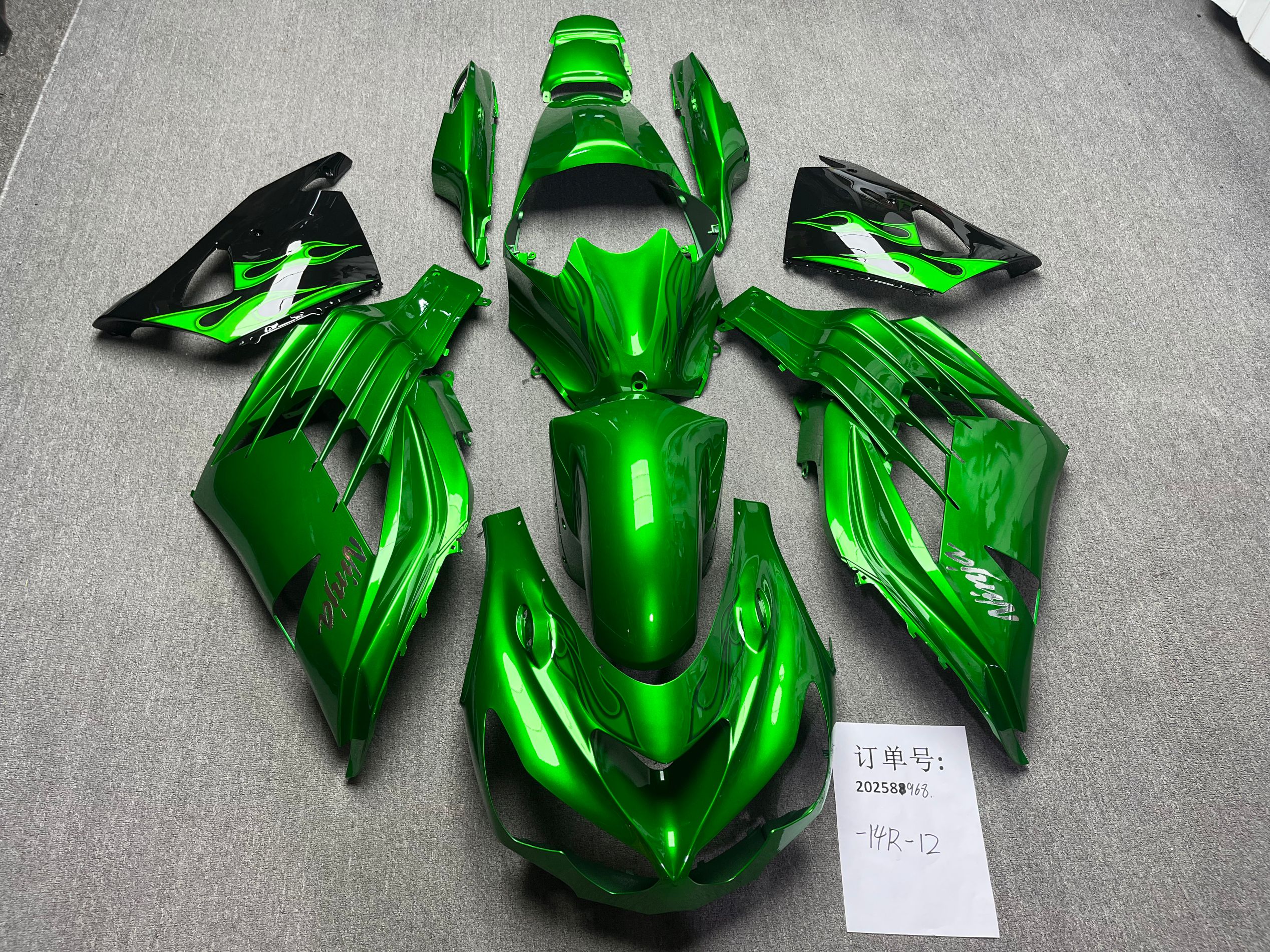 Fairings For Plastics Kawasaki ZX14R Ninja Green Flame (2012-2021