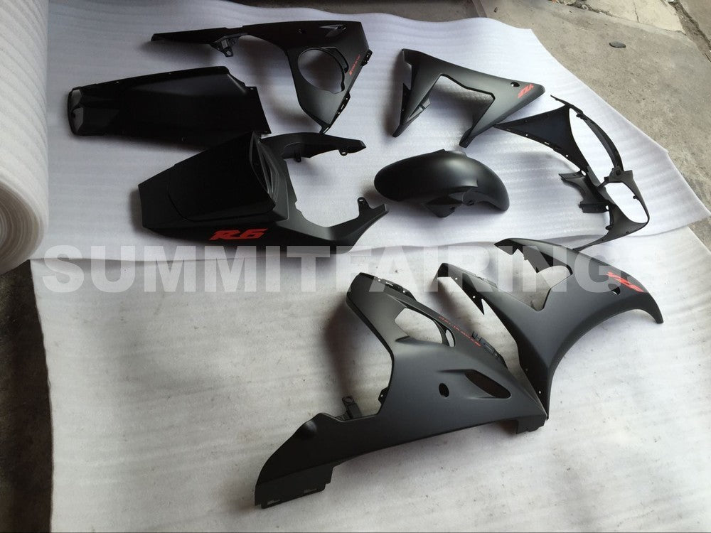 Fairings For Yamaha - YZF-600 R6 2003-2004 Matt Black Red Decals