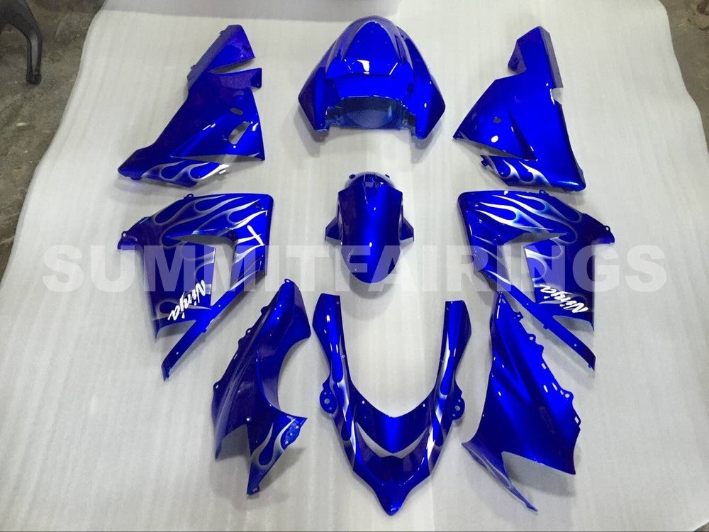 Fairings For Kawasaki Ninja ZX-10R (2004-2005) Blue & Silver Flame