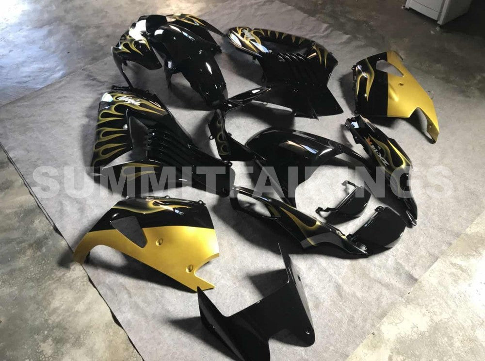 Fairings For Kawasaki ZX14R Black & Gold Flame Ninja (2006-2011)