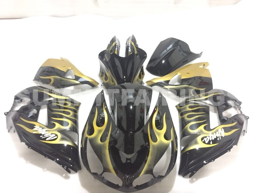 Fairings For Kawasaki ZX14R Black & Gold Flame Ninja (2006-2011)
