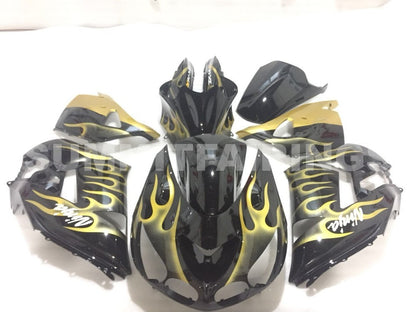 Fairings For Kawasaki ZX14R Black & Gold Flame Ninja (2006-2011)