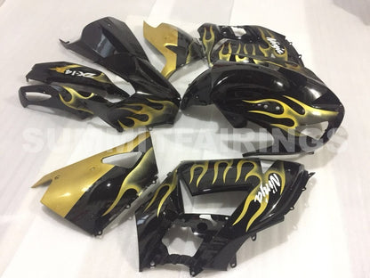 Fairings For Kawasaki ZX14R Black & Gold Flame Ninja (2006-2011)