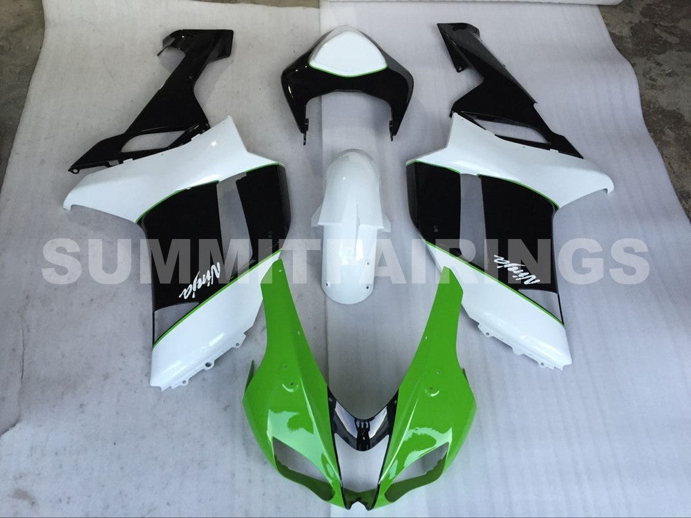 Fairings For Kawasaki ZX-6R, 2007-2008 - Green, Black & White