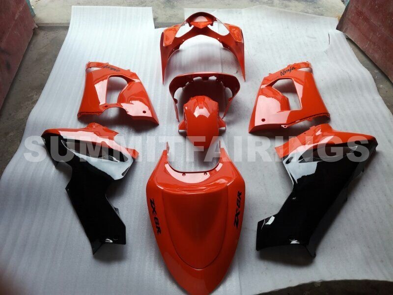 Fairings For Kawasaki ZX6R 636 Orange Black elf Ninja (2005-2006)