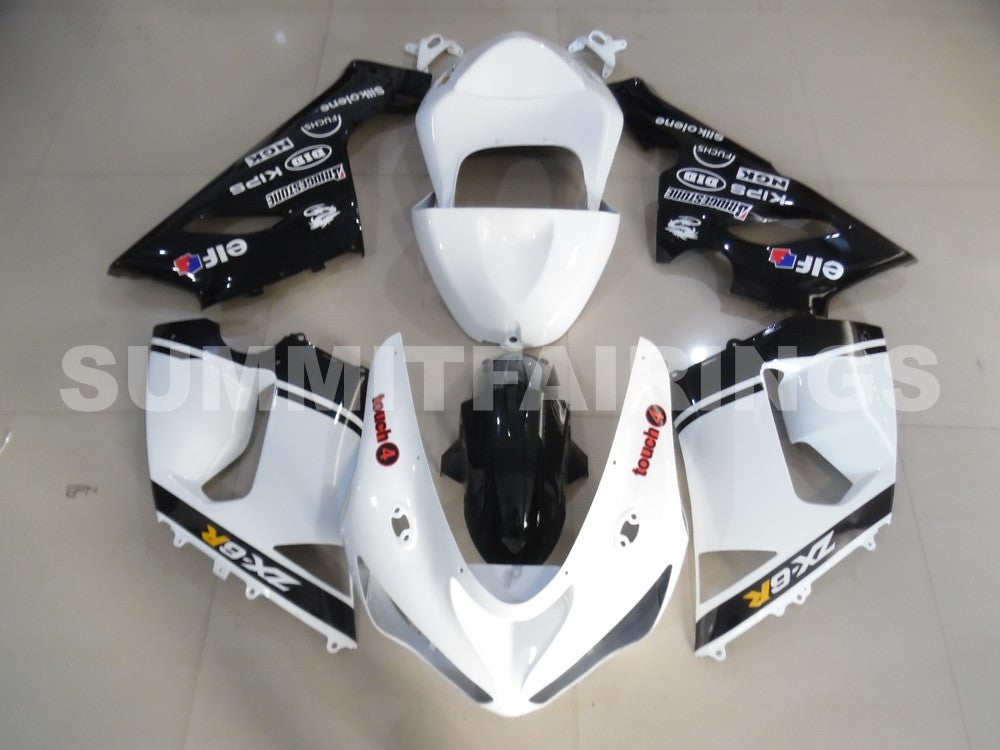Fairings For Kawasaki ZX6R 636 White Black elf ZX6R (2005-2006)