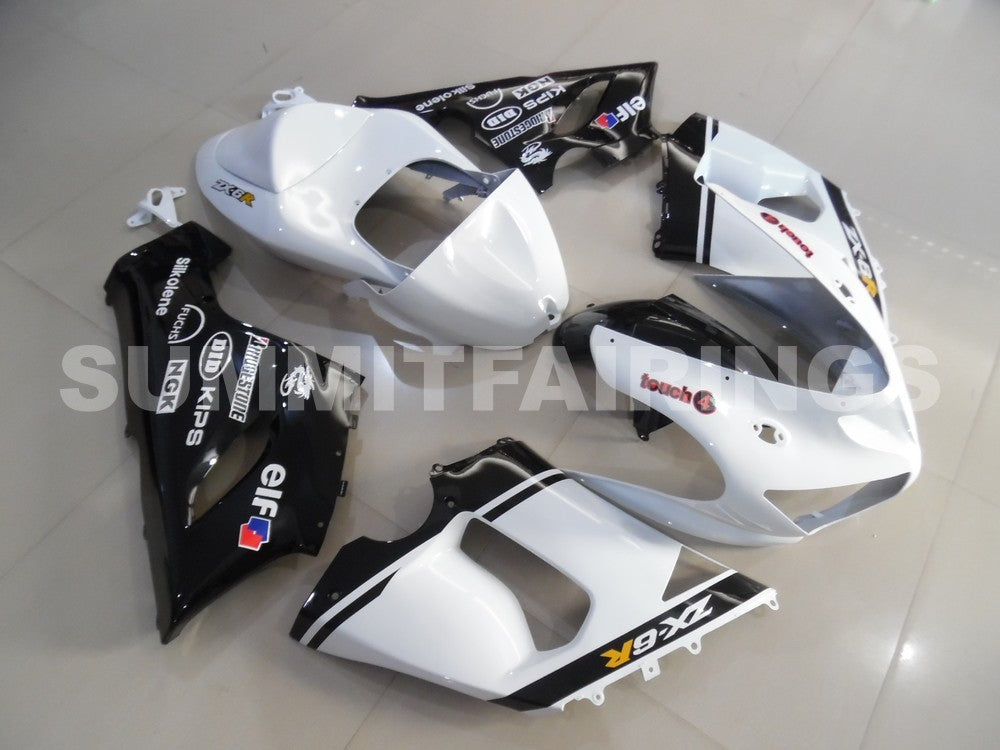 Fairings For Kawasaki ZX6R 636 White Black elf ZX6R (2005-2006)