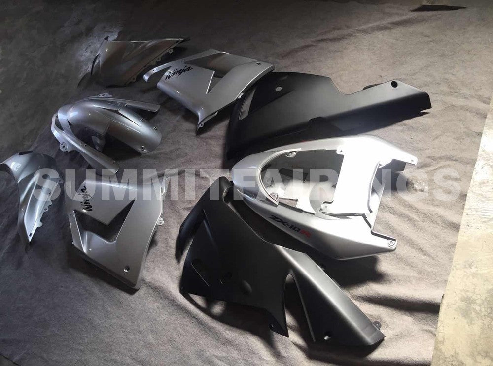 Fairings For Kawasaki ZX 10R Silver Black Ninja (2004-2005)