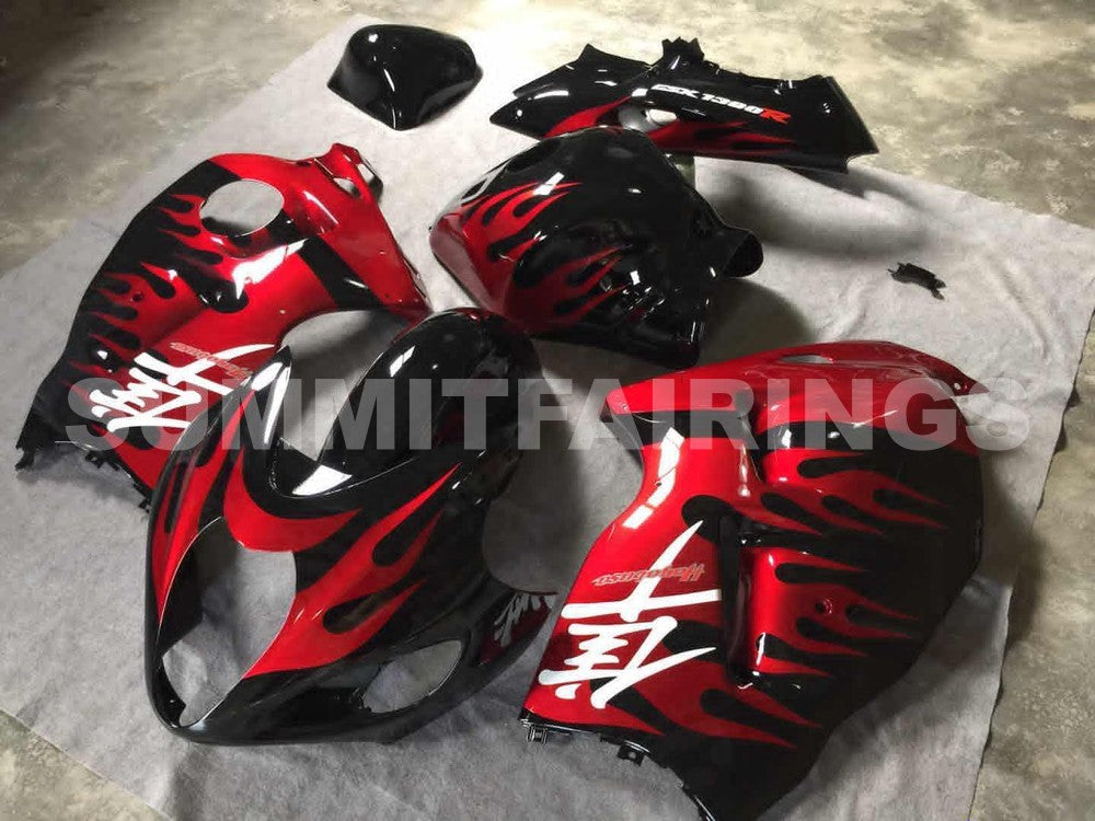 Fairings For Suzuki GSX-R1300 Hayabusa, 1996-2007 - Black with Red Flames