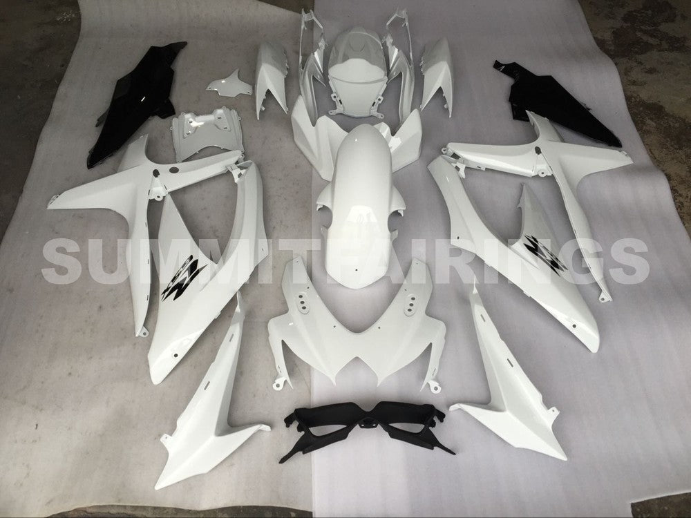 Fairings For Suzuki GSXR 600 750 Pure White Black GSXR (2008-2009-2010)