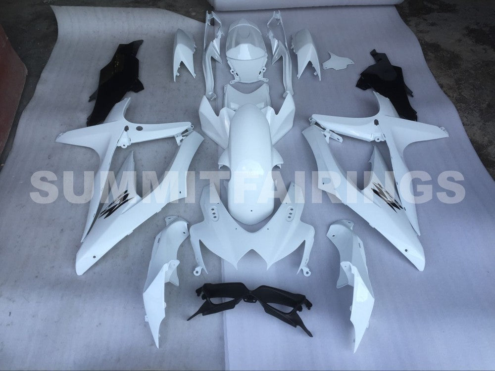 Fairings For Suzuki GSXR 600 750 Pure White Black GSXR (2008-2009-2010)