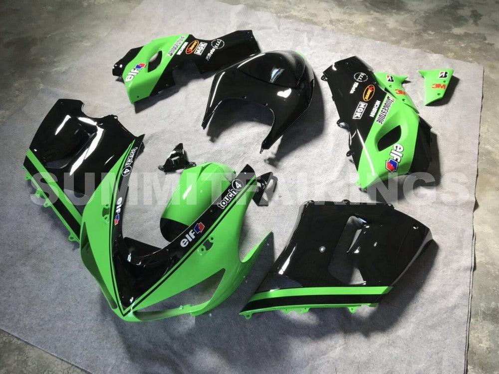 Fairings For Kawasaki ZX6R 636 Green Black Kawasaki (2005-2006)