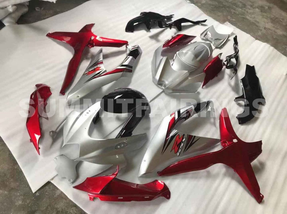 Fairings For Suzuki GSXR 600 750 Silver Red GSXR (2008-2009-2010)