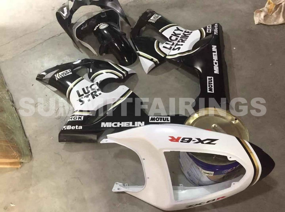 Fairings For Kawasaki ZX6R 636 Black White Ninja (2005-2006)