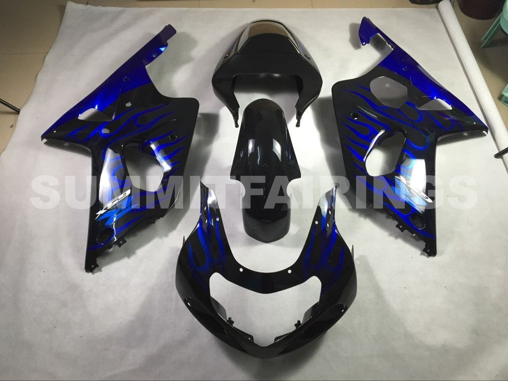 Fairings For Suzuki GSXR 1000 Black & Blue Flame (2000-2002)