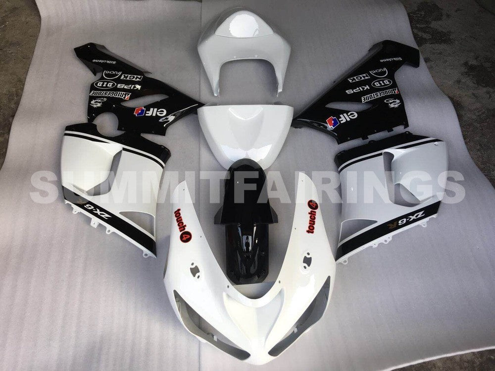 Fairings For Kawasaki ZX6R 636 White Black elf ZX6R (2005-2006)