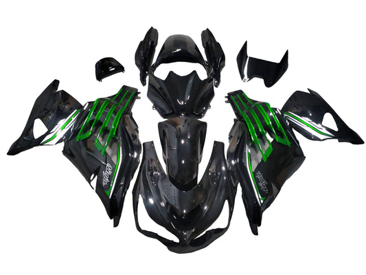 Fairings For Plastics Kawasaki ZX14R Ninja Black Green (2012-2021)