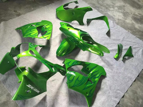 Fairings For Kawasaki ZX9R 2000-2001 Green & Green flame