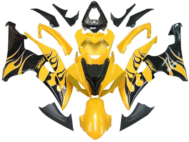 2008-2012 Fairings For Yamaha YZF-R6 Yellow & Black Flame R6 