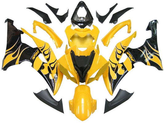 2008-2012 Fairings For Yamaha YZF-R6 Yellow & Black Flame R6 