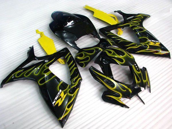Fairings For Suzuki - GSXR600-750 K6 06-07 Yellow Flame