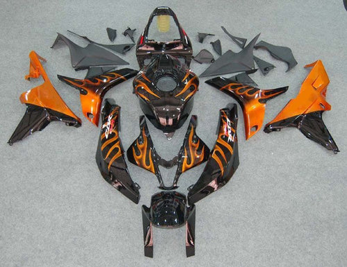 Fairings For Honda CBR 600 RR Black & Orange Flame  (2007-2008)