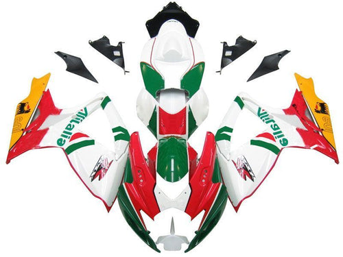 Fairings For Suzuki GSXR 600 750 White Red Green Alitalia  (2006-2007)