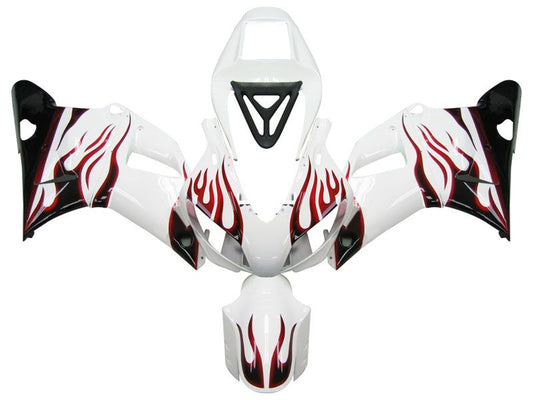 Fairings For Yamaha YZF-R1 White & Red Flame R1  (1998-1999)
