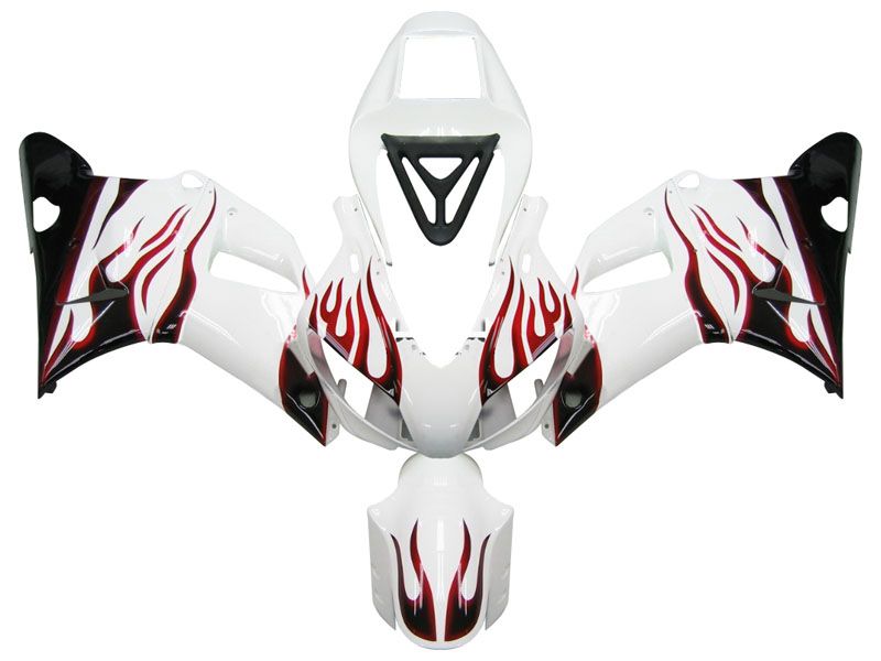 Fairings For Yamaha YZF-R1 White & Red Flame R1  (1998-1999)