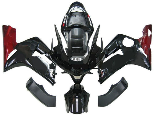 Fairings For Kawasaki ZX6R 636 Black Red ZX6R  (2003-2004)