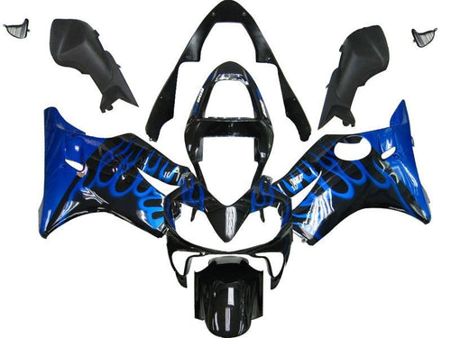 Fairings For Honda CBR 600 F4i Black & Blue Flame  (2001-2003)