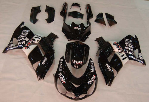 Fairings For Kawasaki ZX14R Black White West Ninja  (2006-2011)