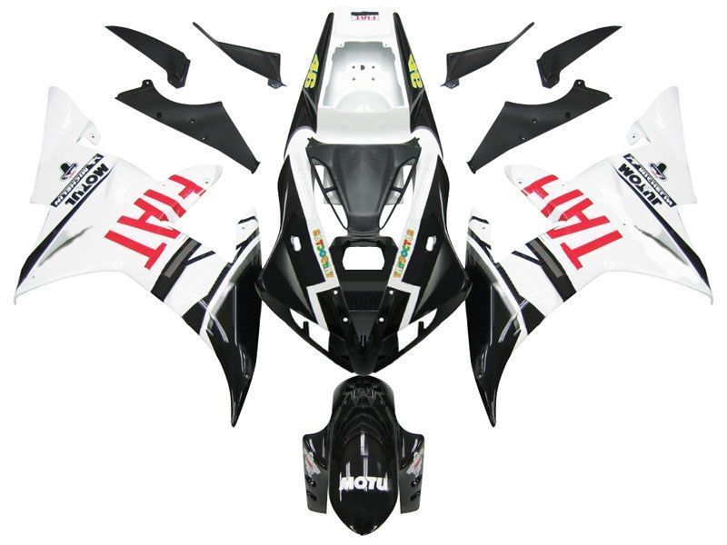 Fairings For Yamaha YZF-R1 Black White No.46 FIAT  (2002-2003)