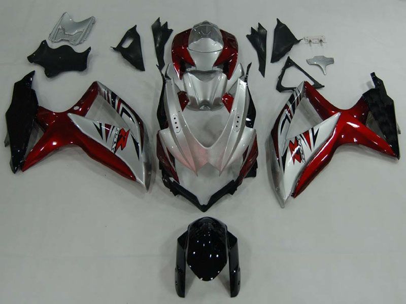 Fairings For Suzuki GSXR 600 750 Silver Red GSXR  (2008-2009-2010)